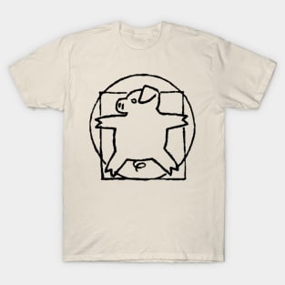 vitruvian pig - black T-Shirt